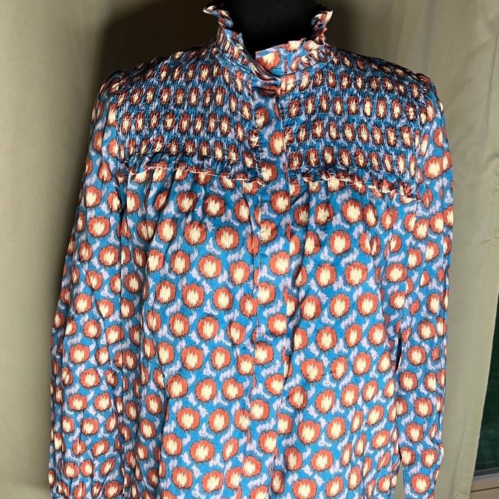 Olivia James The Label Colorful Cotton Patterned Blouse Ruffles